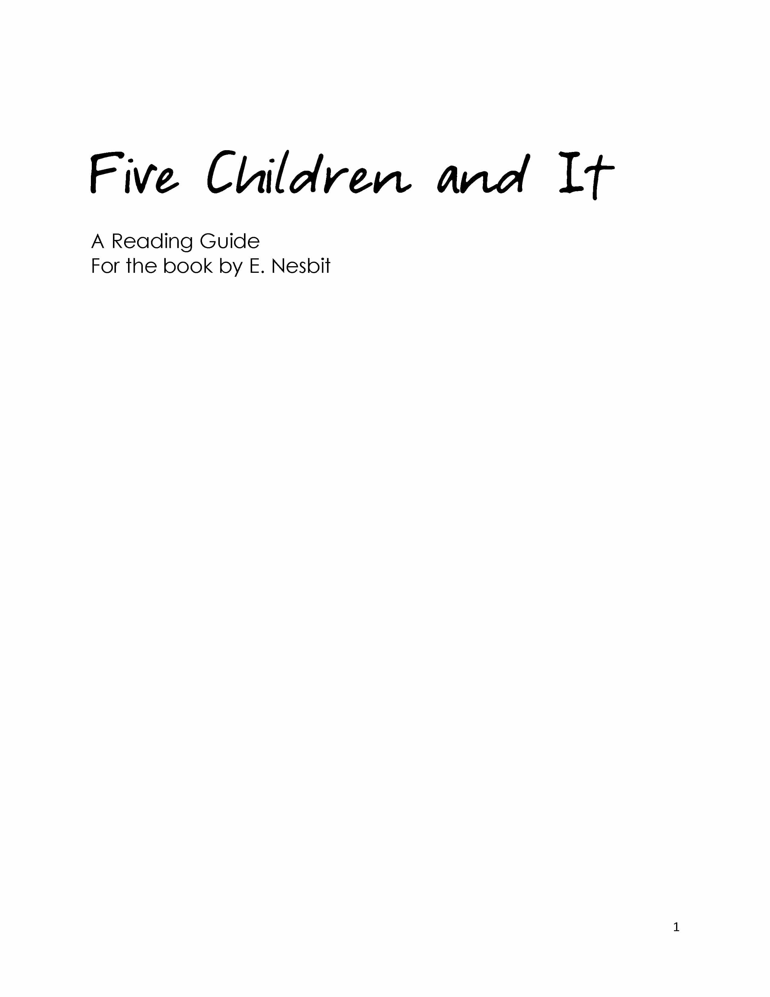 Five Children and It Reading Guide (Download)