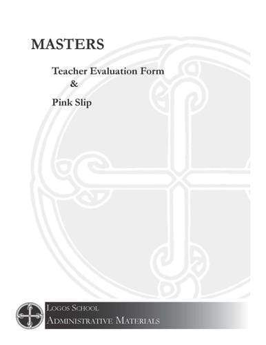 Logos School - Teacher Evaluation Form & "Pink Slip" Masters (Download)