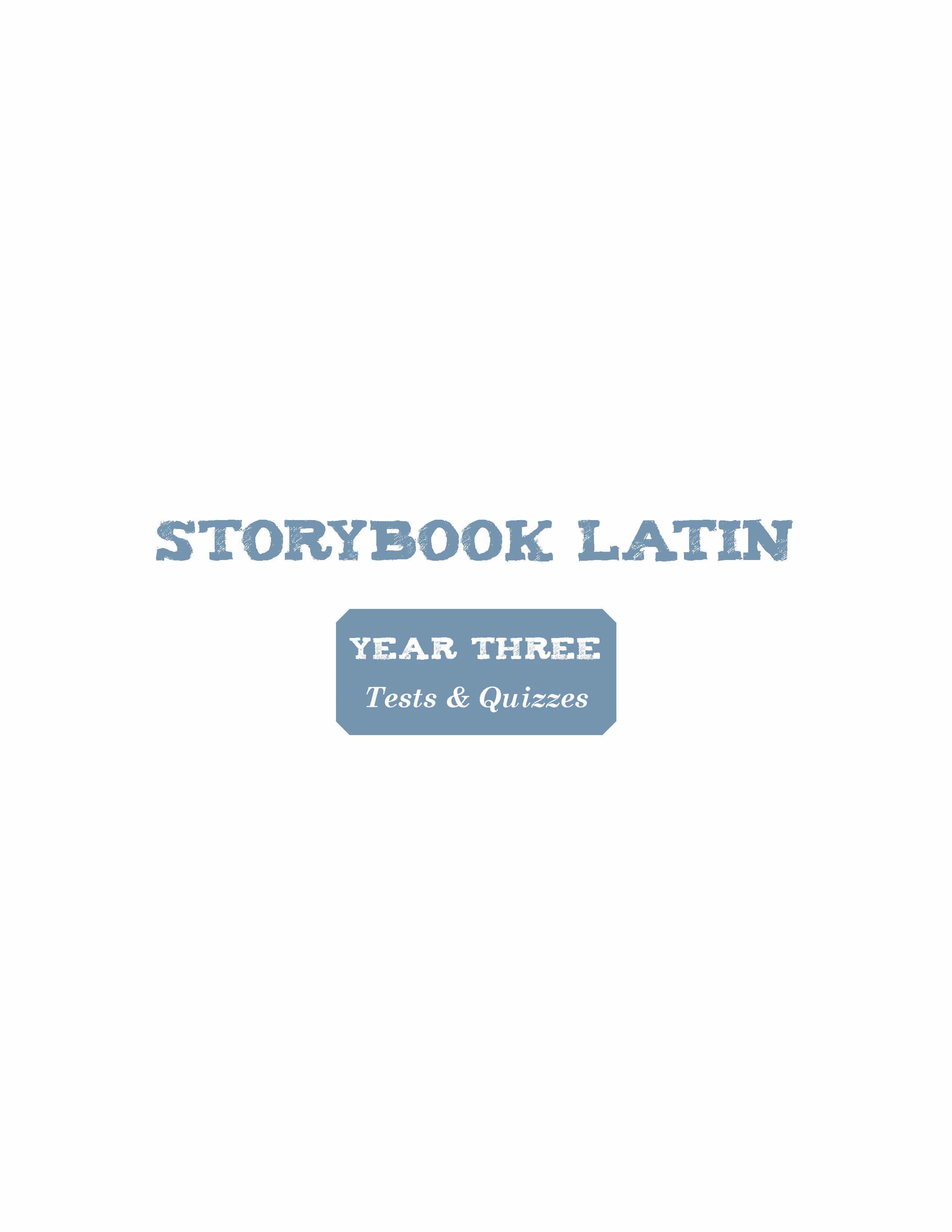 Storybook Latin Year 3 Tests & Quizzes