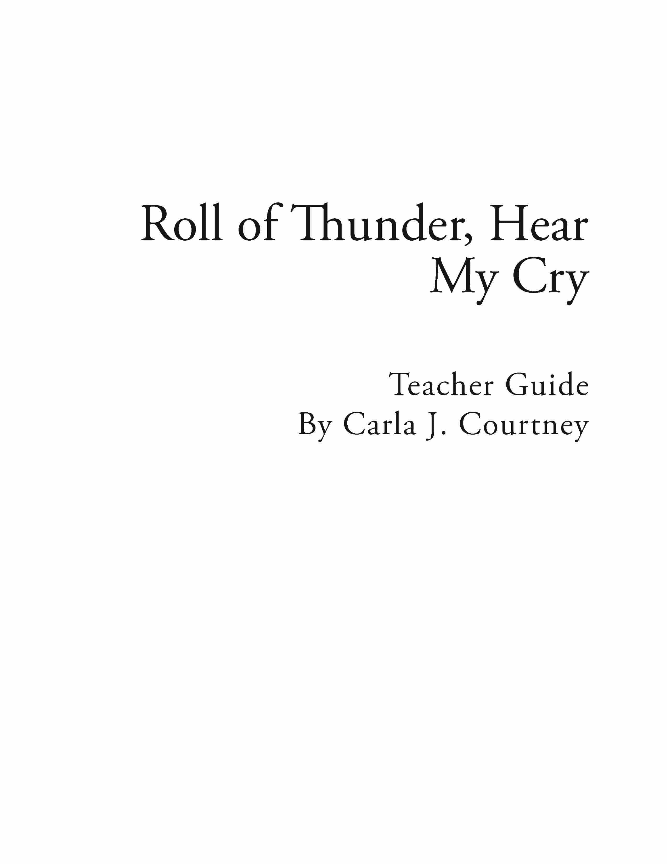 Roll of Thunder, Hear My Cry - Reading Guide (Download)