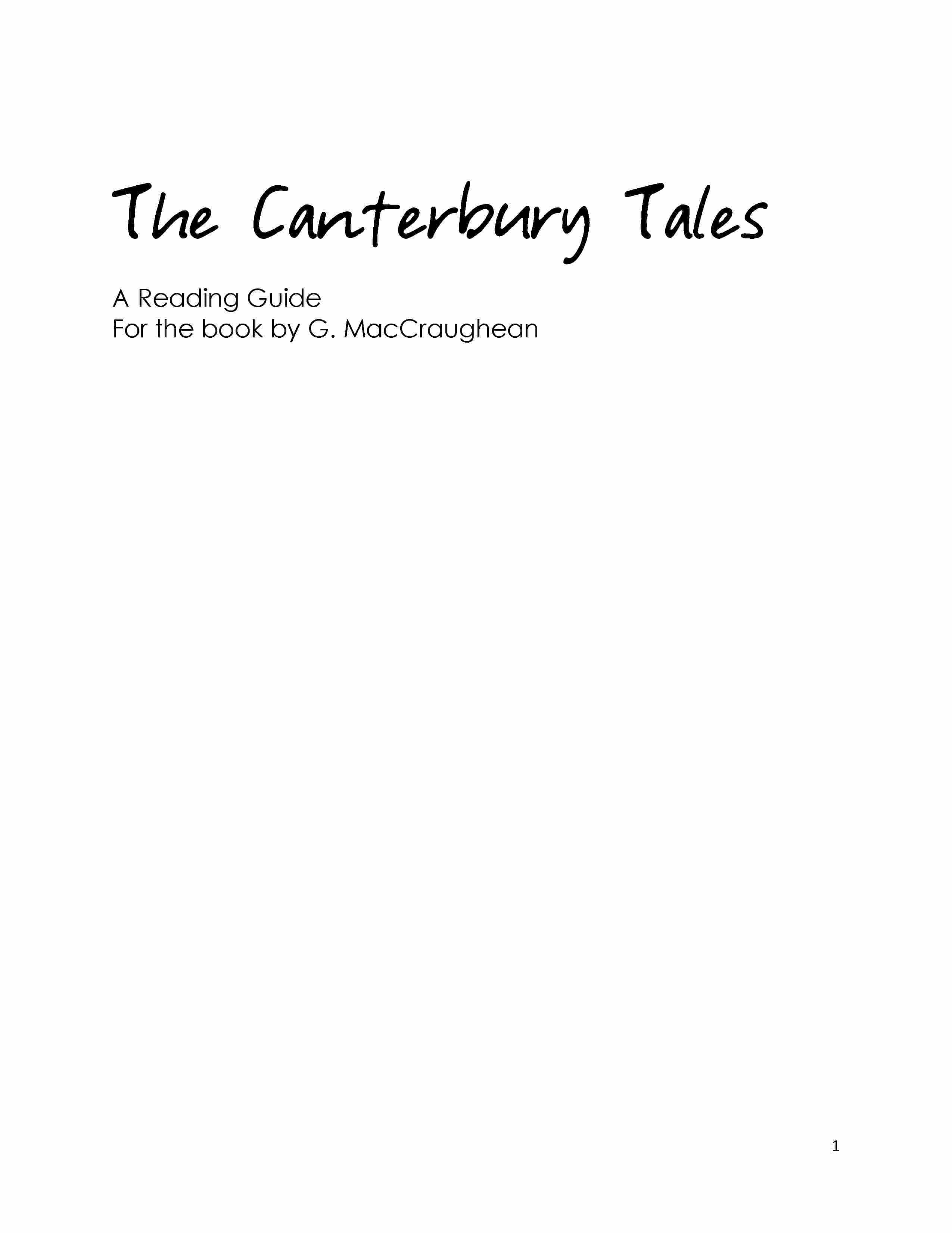 The Canterbury Tales (Retold) - Reading Guide (Download)