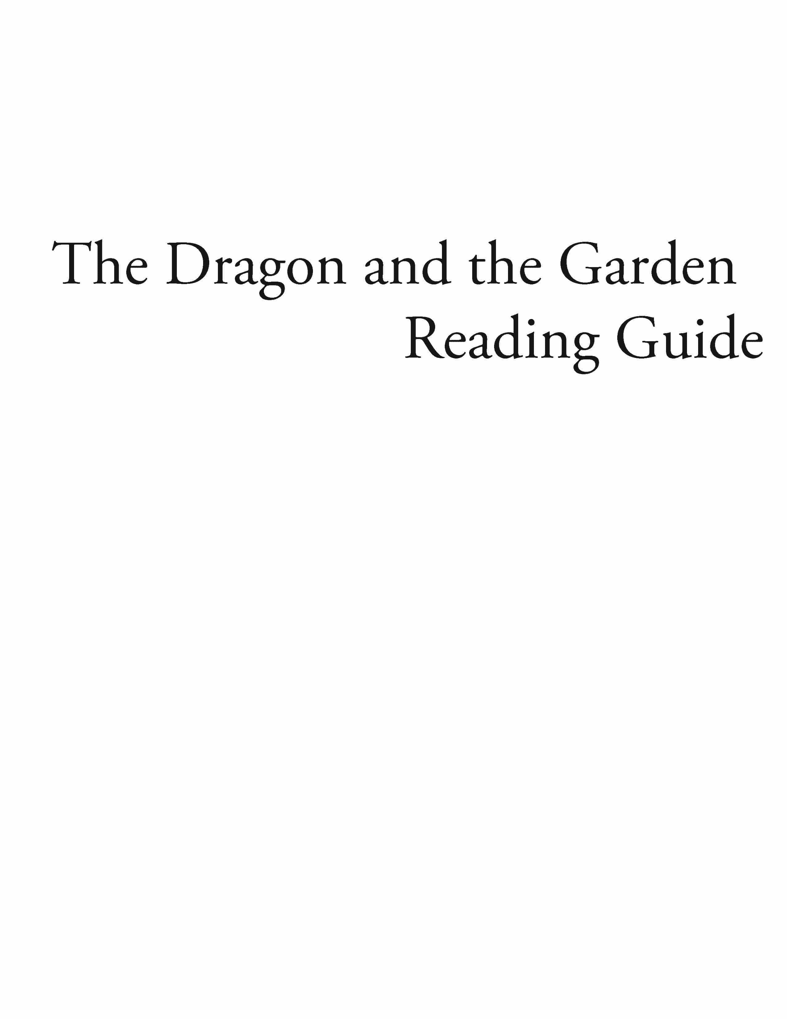 The Dragon in the Garden - Reading Guide (Download)
