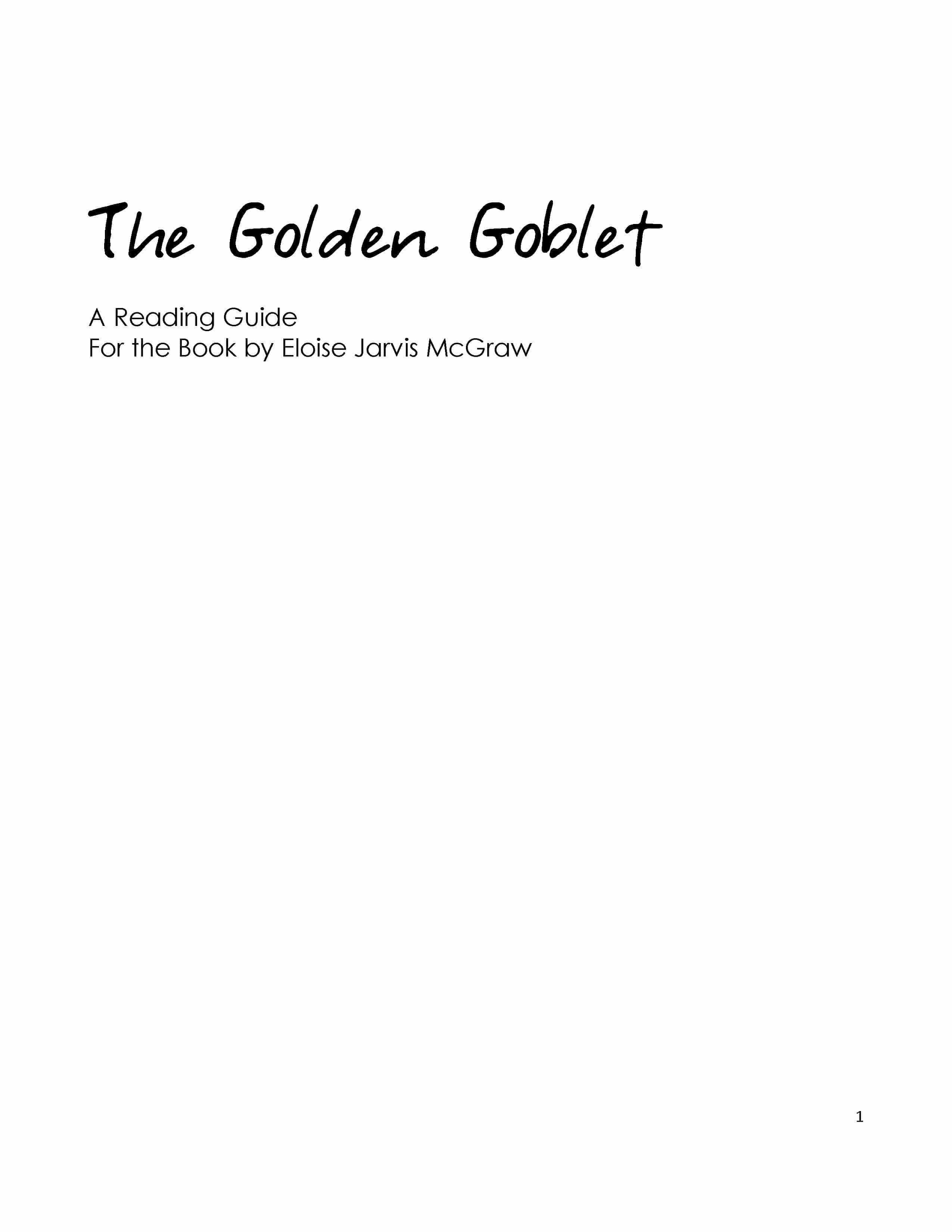 The Golden Goblet - Reading Guide (Download)