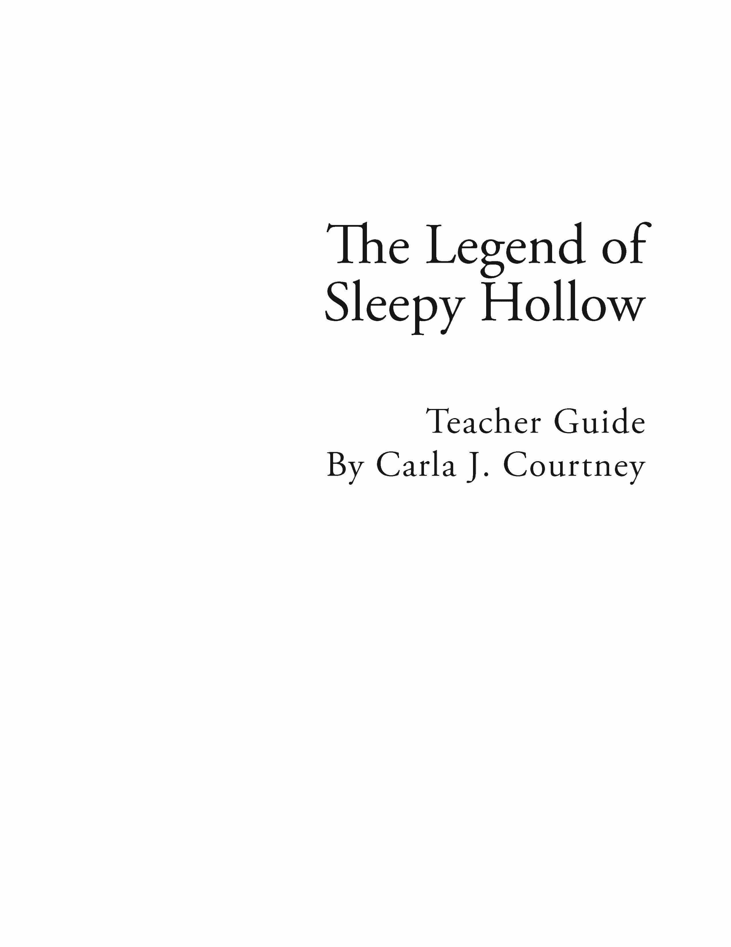 The Legend of Sleepy Hollow - Reading Guide (Download)
